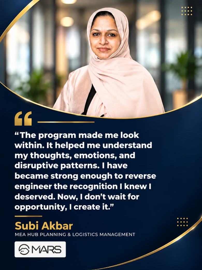 Zenith alumni story from Subi Akbar, MEA Hub Planning & Logistics Management, MARS